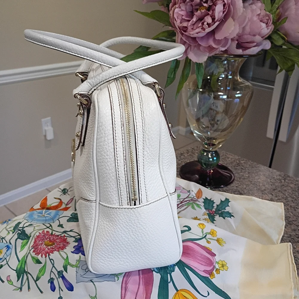 Gucci Leather Hasler Boston White Satchel - Picture 7 of 17
